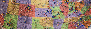 Map of the United States with pins in it